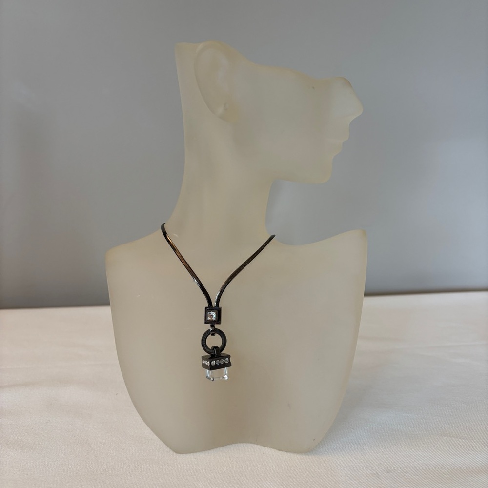 Dyrberg Kern Black Gun Metal Swarovski Crystal Necklace